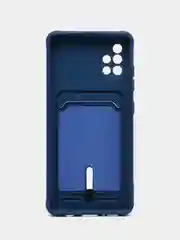 Синий силиконовый противоударный чехол с карманом для Samsung Galaxy A51 4G (Самсунг А51 4 Джи)