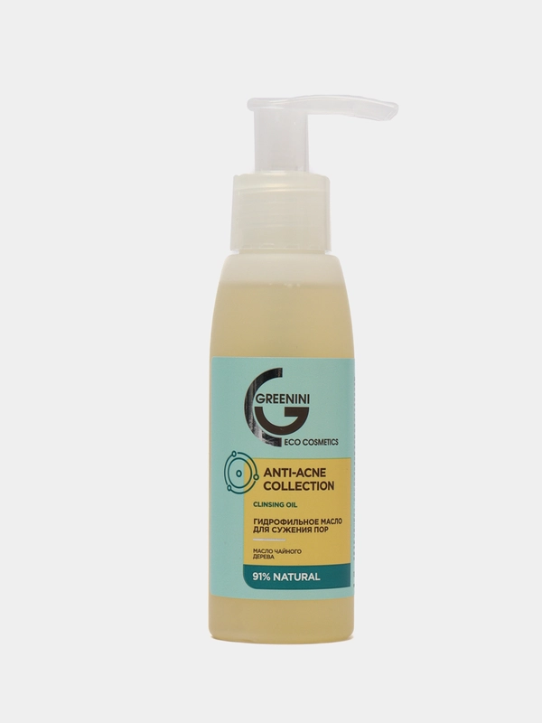 Гидрофильное масло Greenini, для сужения пор, с маслом чайного дерева, Anti acne, 100 мл