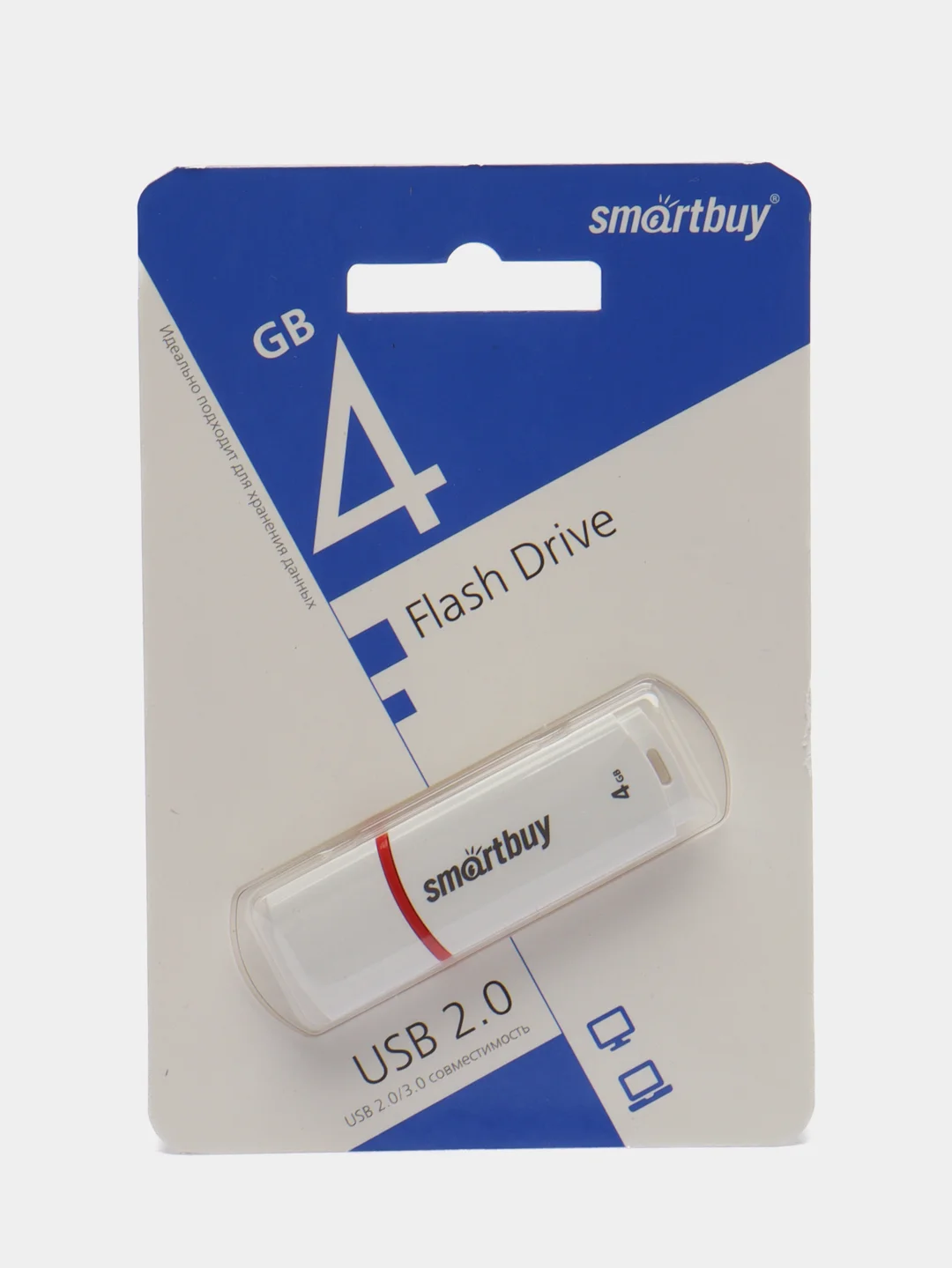 Флешка накопитель для компьютера 4 Gb, Smartbuy Crown, Usb 2.0, белый, 512770