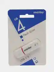 Флешка накопитель для компьютера 4 Gb, Smartbuy Crown, Usb 2.0, белый, 512770