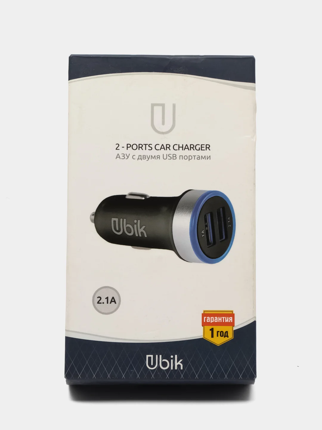 Автомобильное зарядное устройство АЗУ 2 USB (2.1A/1.0A) Ubik