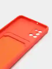 Коралловый силиконовый противоударный чехол с карманом для Samsung Galaxy A31 (Самсунг А 31)