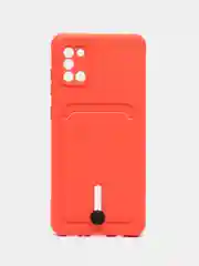 Коралловый силиконовый противоударный чехол с карманом для Samsung Galaxy A31 (Самсунг А 31)