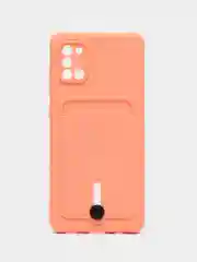 Пастельно-коралловый силиконовый противоударный чехол с карманом для Samsung Galaxy A31 (Самсунг А 31)