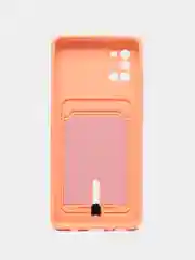 Пудровый силиконовый противоударный чехол с карманом для Samsung Galaxy A31 (Самсунг А 31)