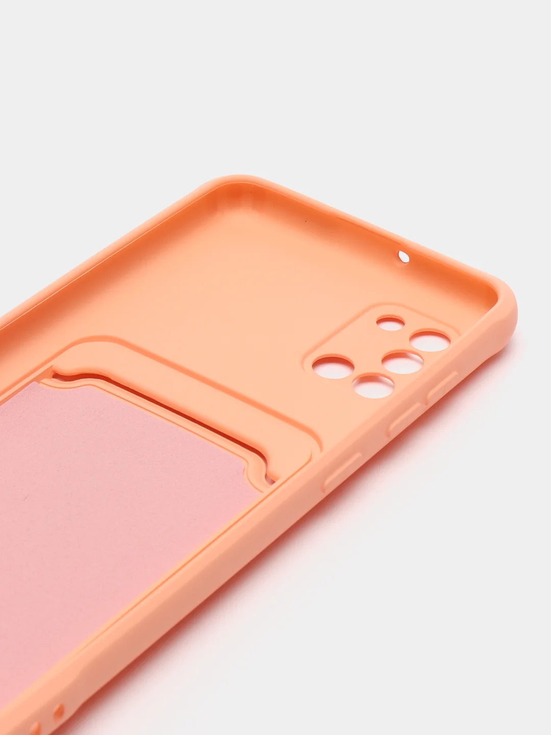 Пудровый силиконовый противоударный чехол с карманом для Samsung Galaxy A31 (Самсунг А 31)