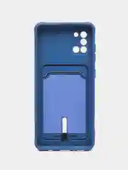 Синий силиконовый противоударный чехол с карманом для Samsung Galaxy A31 (Самсунг А 31)