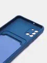 Синий силиконовый противоударный чехол с карманом для Samsung Galaxy A31 (Самсунг А 31)