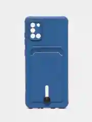 Синий силиконовый противоударный чехол с карманом для Samsung Galaxy A31 (Самсунг А 31)