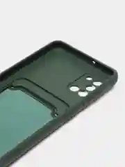 Тёмно-зелёный силиконовый противоударный чехол с карманом для Samsung Galaxy A31 (Самсунг А 31)