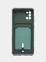 Тёмно-зелёный силиконовый противоударный чехол с карманом для Samsung Galaxy A31 (Самсунг А 31)