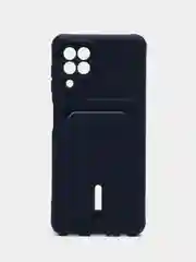 Темно-синий чехол с карманом для Samsung Galaxy A22/ M22/ M32 4G (Самсунг  A22/ M22/ M32 4 джи)