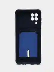 Темно-синий чехол с карманом для Samsung Galaxy A22/ M22/ M32 4G (Самсунг  A22/ M22/ M32 4 джи)