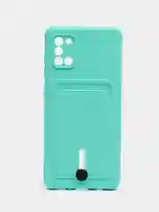 Мятный силиконовый противоударный чехол с карманом для Samsung Galaxy A31 (Самсунг А 31)