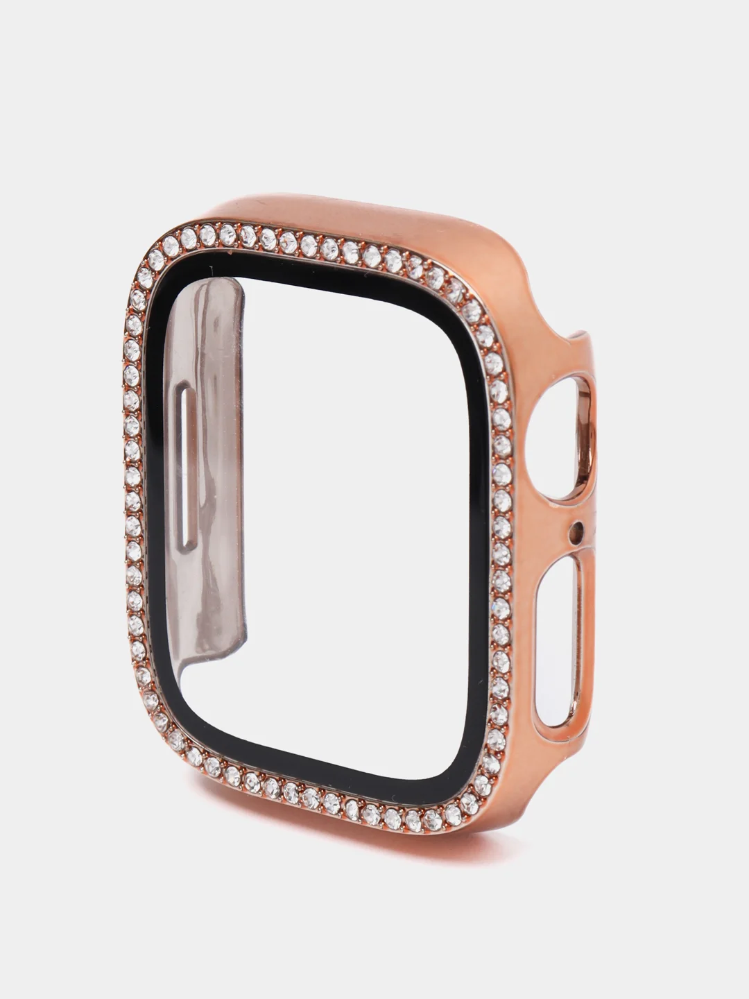 Розовый чехол для Apple Watch со стразами со стеклом 38, 40, 41, 42, 44, 45мм