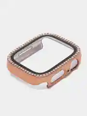 Розовый чехол для Apple Watch со стразами со стеклом 38, 40, 41, 42, 44, 45мм