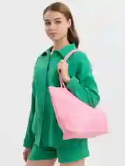 Розовый пляжная соломенная сумка