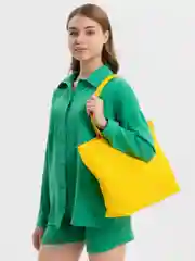 Желтый пляжная соломенная сумка