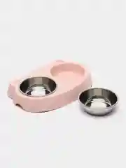 Розовый миска для кошек и животных, двойная