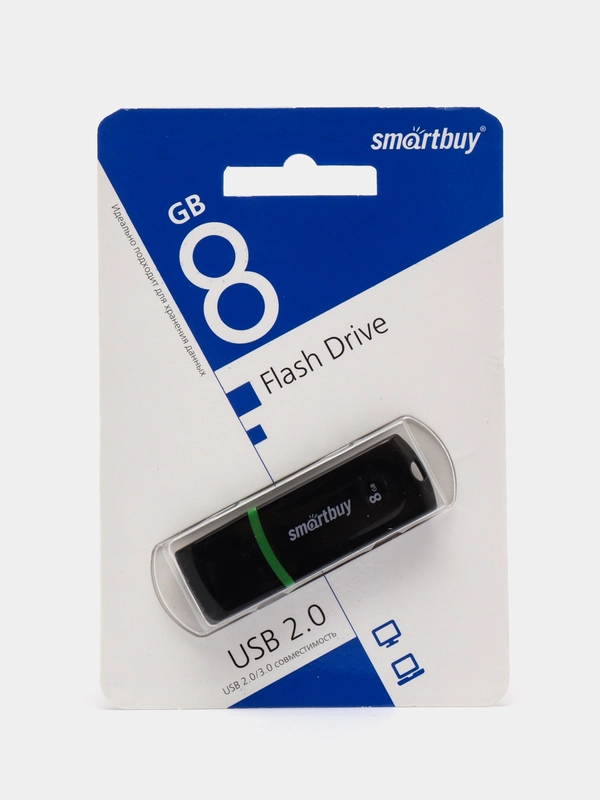 Флешка накопитель для компьютера 8 Gb, Smartbuy Paean, Usb 2.0, черный, 512772