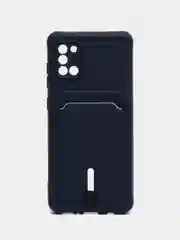 Темно-синий силиконовый противоударный чехол с карманом для Samsung Galaxy A31 (Самсунг А 31)
