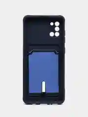 Темно-синий силиконовый противоударный чехол с карманом для Samsung Galaxy A31 (Самсунг А 31)