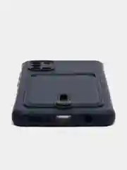 Темно-синий силиконовый противоударный чехол с карманом для Samsung Galaxy A31 (Самсунг А 31)