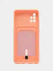 Пастельно-коралловый силиконовый противоударный чехол с карманом для Samsung Galaxy A51 4G (Самсунг А51 4 Джи)