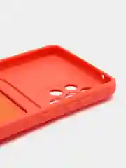 Коралловый силиконовый противоударный чехол с карманом для Samsung Galaxy A33 (Самсунг А 33)
