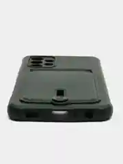 Тёмно-зелёный силиконовый противоударный чехол для Samsung Galaxy А32 4G (Самсунг А32 4G), с карманом