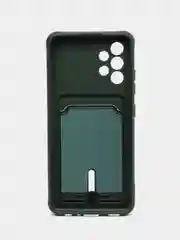 Тёмно-зелёный силиконовый противоударный чехол для Samsung Galaxy А32 4G (Самсунг А32 4G), с карманом