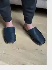 Синий тапочки из натуральной кожи