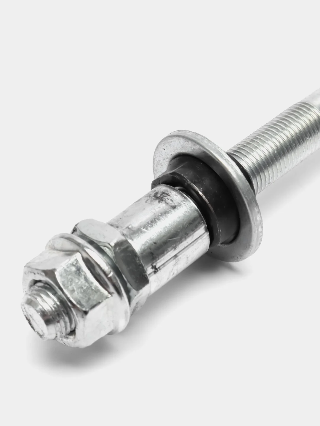Ось задней втулки вело (D9 х М10 x 1 x 175 мм., гайки, конуса, втулка) хром