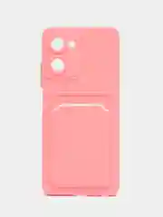 Пудровый силиконовый чехол Realme 10 Pro 5G (Реалми 10 Про 5 Джи), с карманом для карт, прозрачный