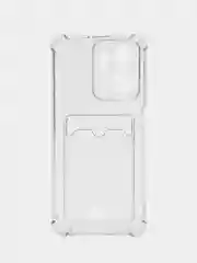 Черный чехол для Huawei Honor X7a / Хуавей Хонор Х7а прозрачный, с карманом для карты