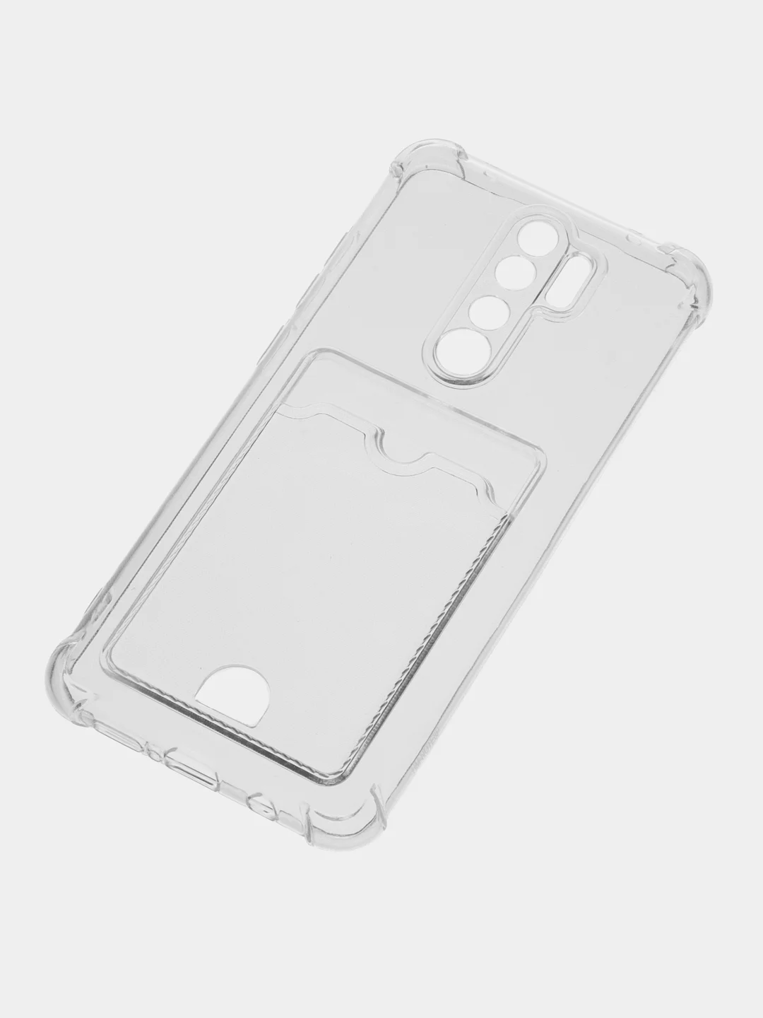 Прозрачный чехол для Xiaomi Redmi Note 8 Pro, Сяоми Редми Нот 8 Про, прозрачный, с карманом для карты