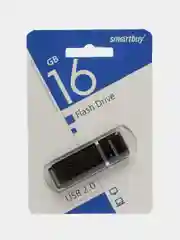 Флешка накопитель для компьютера 16 Gb, Smartbuy Quartz, Usb 2.0, черный, 512765