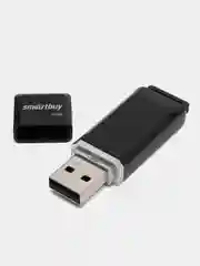 Флешка накопитель для компьютера 16 Gb, Smartbuy Quartz, Usb 2.0, черный, 512765