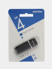 Флешка накопитель для компьютера 4 Gb, Smartbuy Quartz, Usb 2.0, черный, 512768