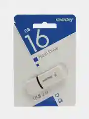 Флешка накопитель для компьютера 16 Gb, Smartbuy Paean, Usb 2.0, белый, 512767