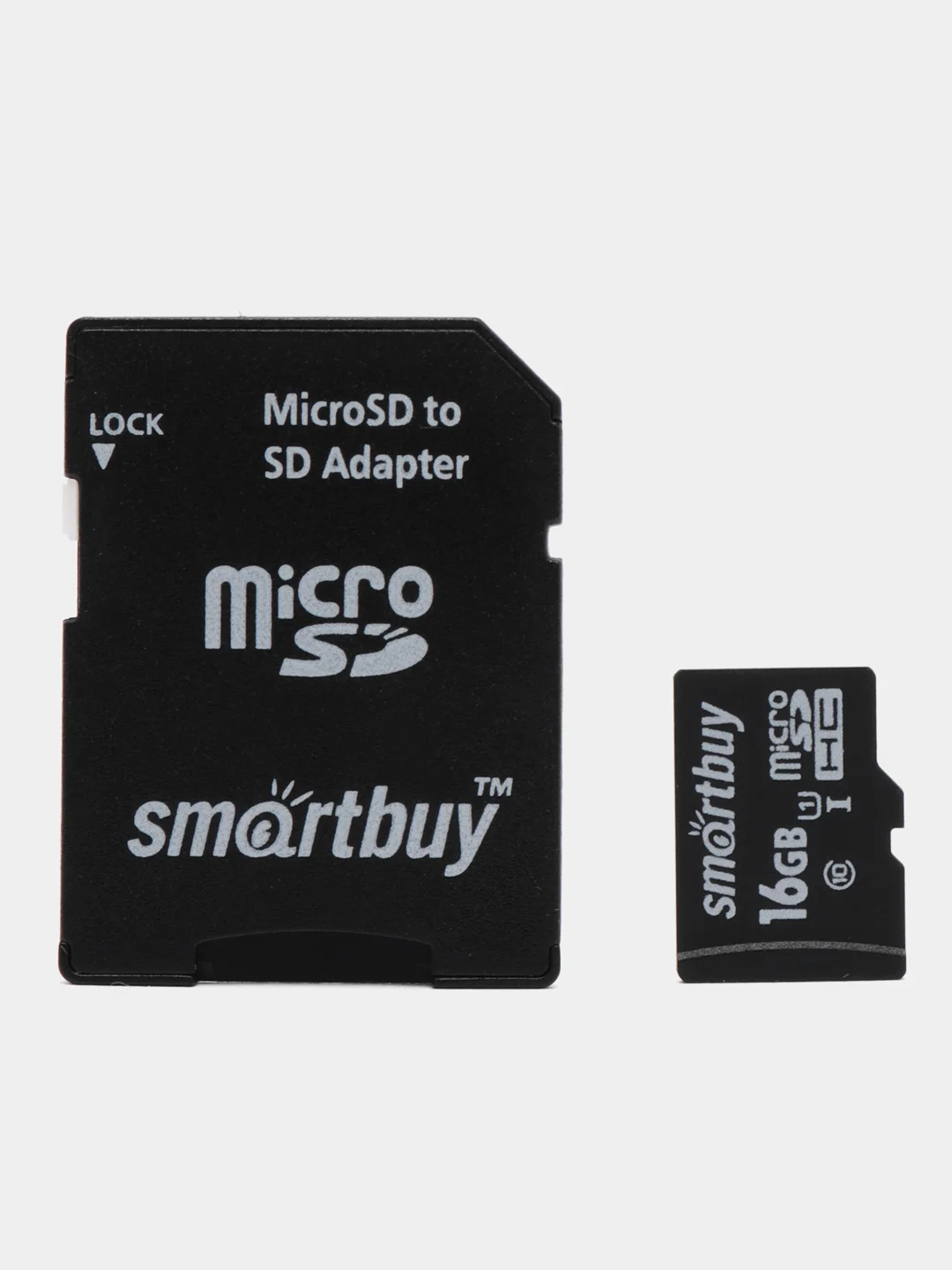 Карта памяти microSDHC, 16 Gb, Smartbuy, 10 Мб/сек, class 10, с адаптером
