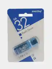 Флешка накопитель для компьютера 32 Gb, Smartbuy Glossy, Usb 2.0, синий, 512775