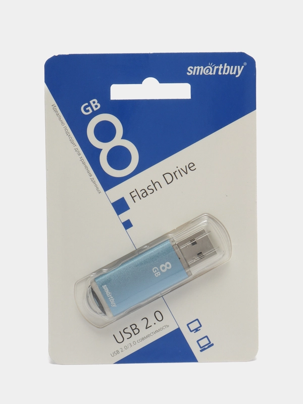 Флешка накопитель для компьютера 8 Gb, Smartbuy V-Cut, Usb 2.0 металлический корпус 512182