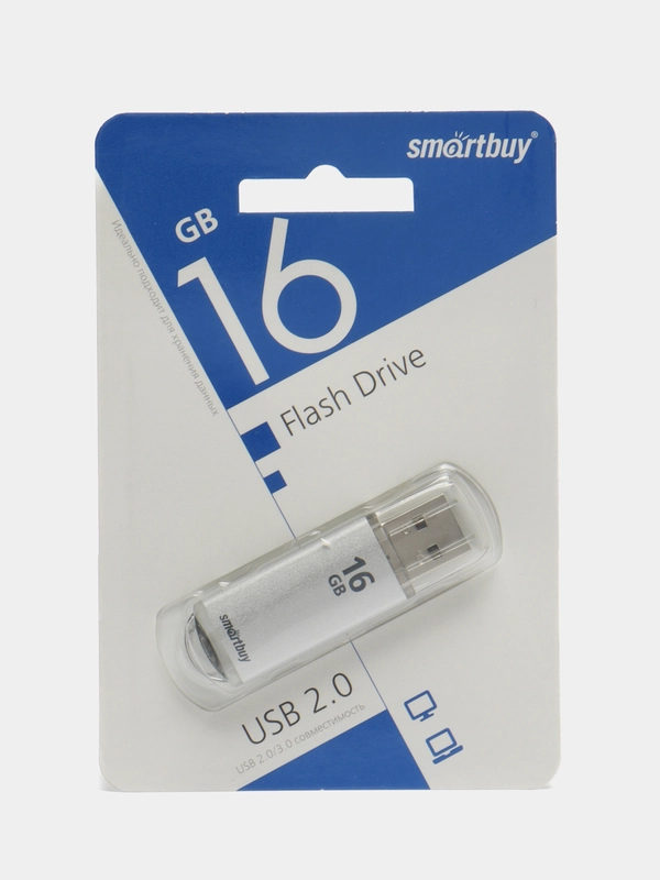 Флешка накопитель для компьютера 16 Gb, Smartbuy V-Cut, Usb 2.0, металл, 512196