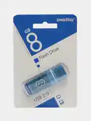 Флешка накопитель для компьютера 8 Gb, Smartbuy Glossy, Usb 2.0, синий, 512178