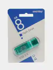 Флешка накопитель для компьютера 8 Gb, Smartbuy Glossy, Usb 2.0, зеленый, 512179
