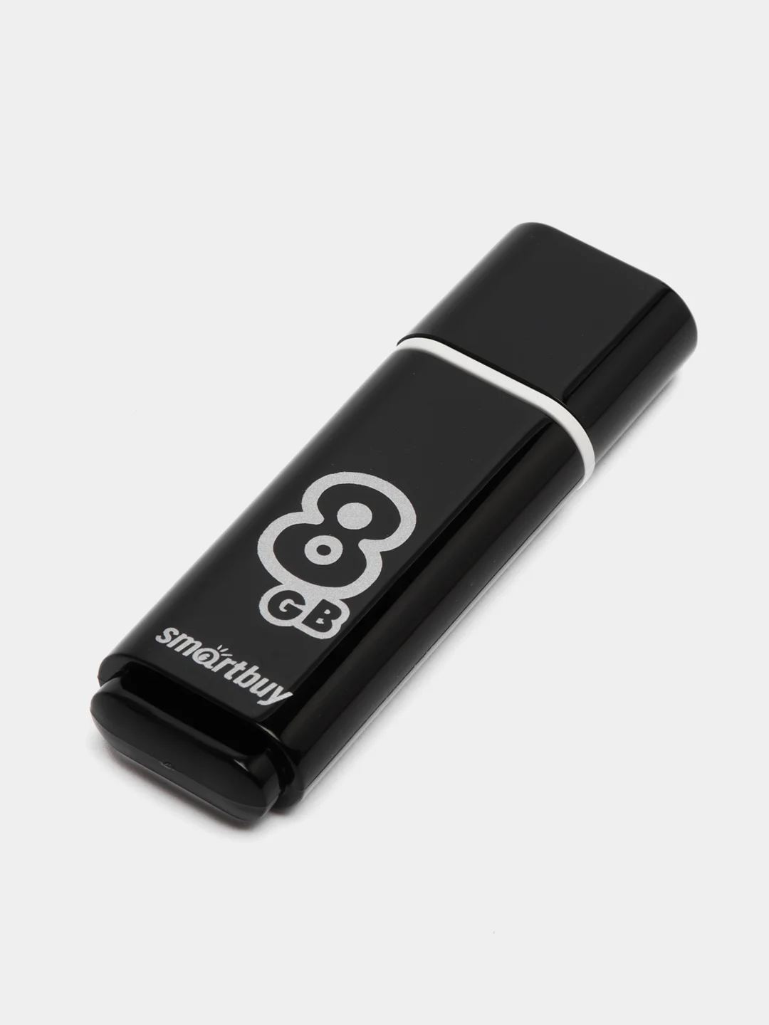 Флешка накопитель для компьютера 8 Gb, Smartbuy Glossy, Usb 2.0, черный, 512177