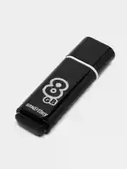Флешка накопитель для компьютера 8 Gb, Smartbuy Glossy, Usb 2.0, черный, 512177