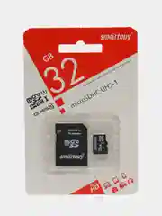 Карта памяти micro Sdhc, 32 Gb, Smartbuy, 10 Мб/сек, class 10, с адаптером
