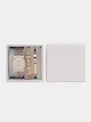 Кораллово-розовый женские наручные часы. Подарочный набор часов с браслетами